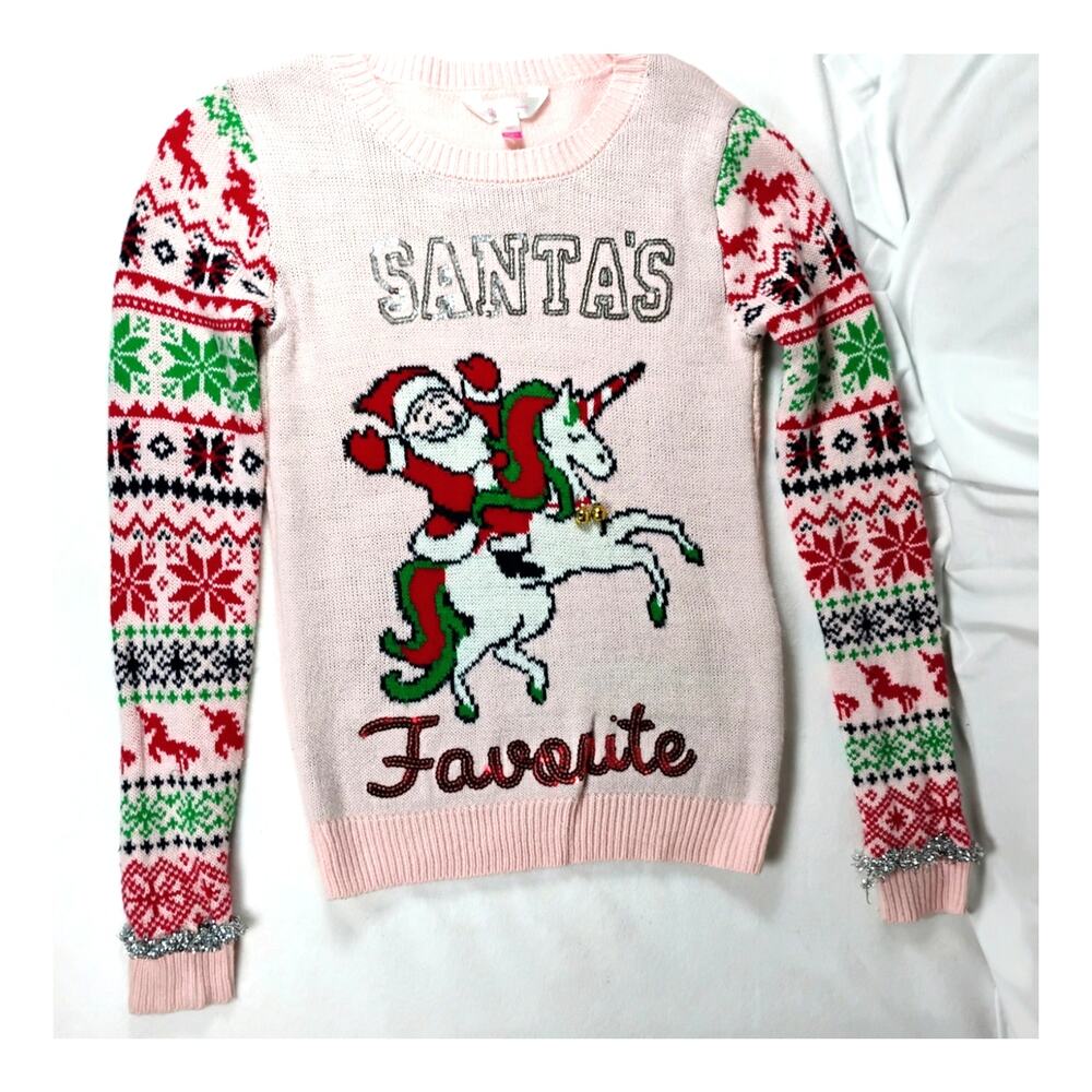 Womens XS Santa's Favorite Christmas Ugly Sweater Fair Isle Knit Embellished